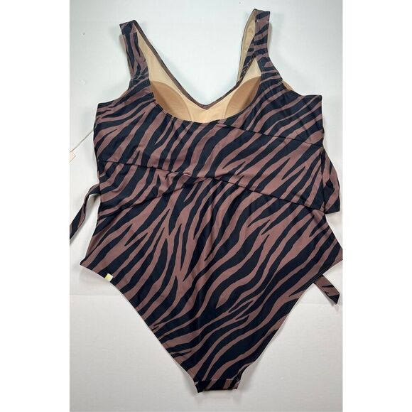 NEW Summersalt The Wrap 1 Piece Side Tie Swim Bathing Suit Zebra Plus Size 22 - Picture 10 of 13